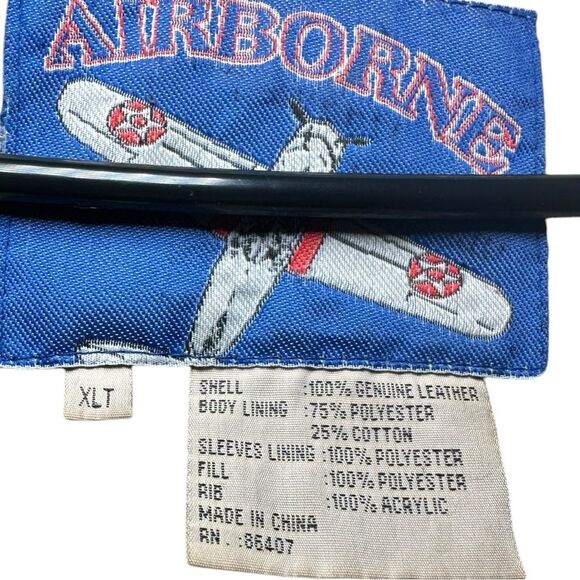 Vintage Airborne 100% genuine leather jacket. Size extra large tall.good - Picture 9 of 10